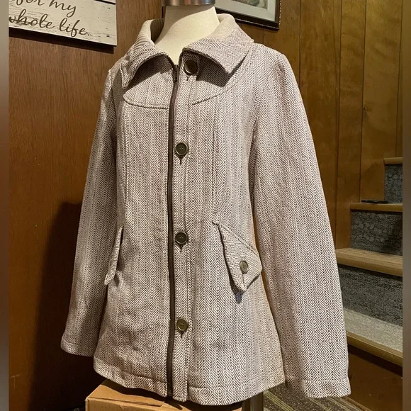 Anthropologie Tulle Coat Size L Lined ZipFront - Picture 10 of 14